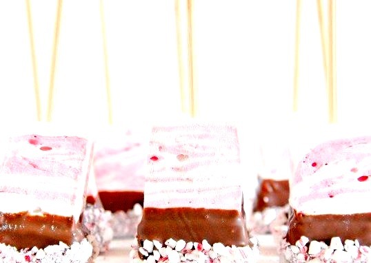 peppermint marshmallow hot chocolate on a stick.