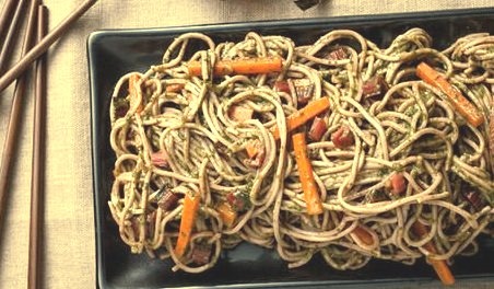Soba Noodles with Swiss Chard Miso Pesto