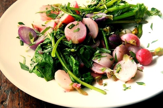Pan-Braised Radishes and Greens
