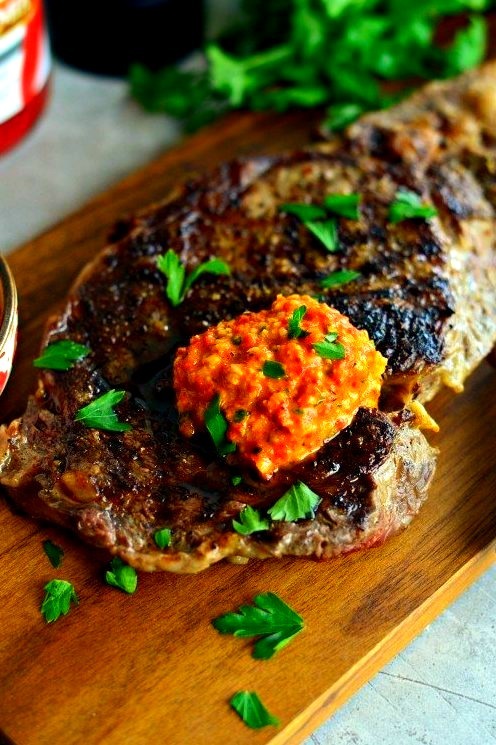 Grilled Steak with Piquillo Pepper Pesto