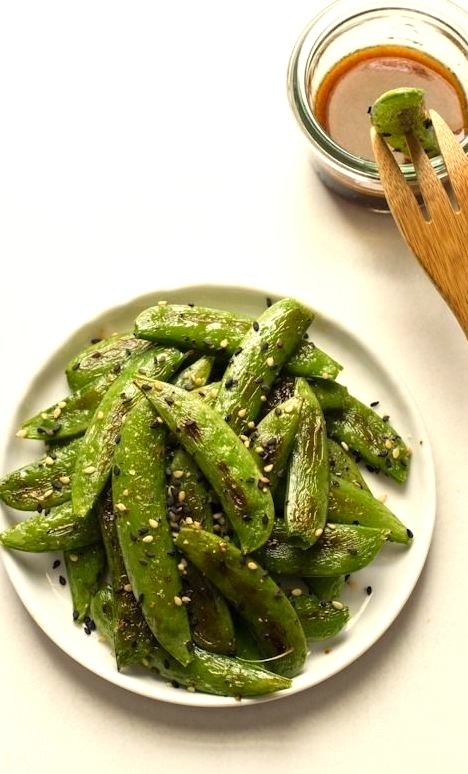 Roasted Sugar Snap Peas with Sesame Dipping Sauce Edible Perspective
