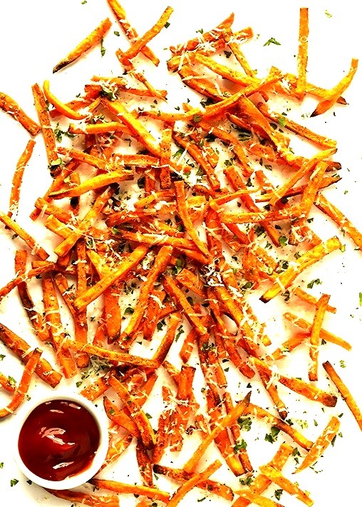 Parmesan Baked Sweet Potato Fries Gimme Some Oven